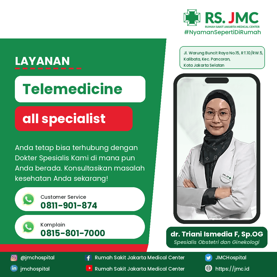 Poster layanan Telemedicine RS Jakarta Medical Center.