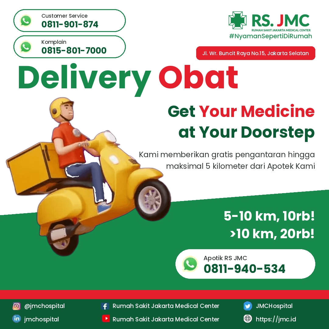 Poster layanan Delivery Obat RS Jakarta Medical Center.